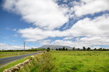 Image showing volcano Taranaki covered in clouds, New Zealand 