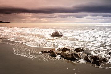 Image showing boulders at the beach of Moeraki New Zealand