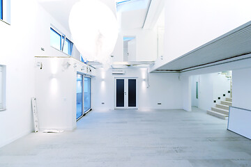 Image showing Interior of empty stylish modern open space two level apartment