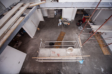 Image showing interior of construction site with scaffolding