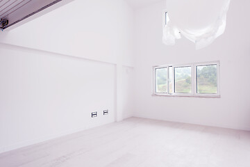 Image showing Interior of empty stylish modern open space two level apartment