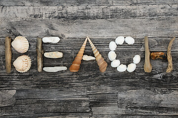 Image showing Beach Abstract on Rustic Wood