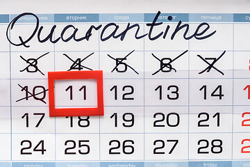 Image showing Strikethrough calendar dates due to ongoing quarantine