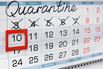 Image showing Quarantine calendar and crossed out days of the week