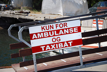 Image showing Ambulance and Taxiboat sign