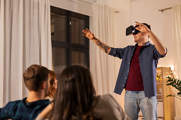 Image showing man in vr glasses at home with friends