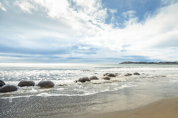 Image showing boulders at the beach of Moeraki New Zealand