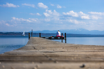 Image showing wooden jetty Starnberg lake