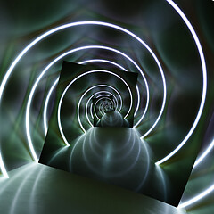 Image showing neon light circles tunnel background