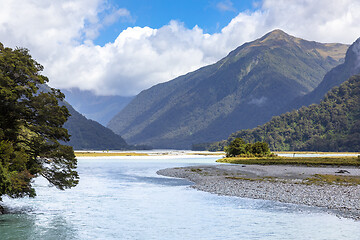 Image showing riverbed landscape scenery in south New Zealand