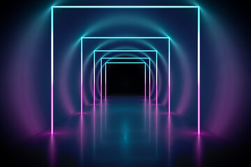 Image showing neon lights tunnel background