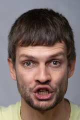 Image showing Closeup portrait of a talking man of European appearance