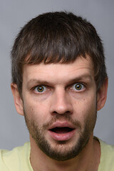 Image showing Closeup portrait of astonished man of European appearance