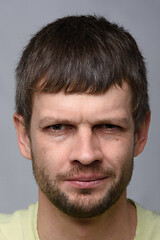 Image showing Close-up portrait of a suspicious man of European appearance