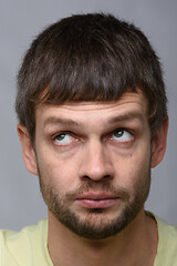 Image showing Closeup portrait of a pensive man of European appearance