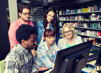 Image showing international students with computers at library