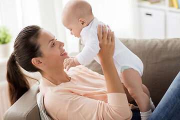 Image showing happy mother with little baby boy at home