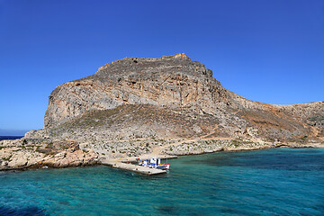 Image showing Sea view on the Gramvousa island with fortress, Crete, Greece