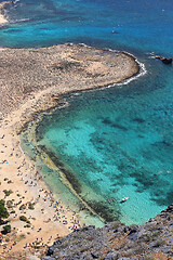 Image showing Top sea view on the beach, Gramvousa, Crete island, Greece 