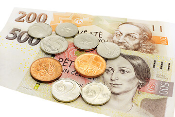 Image showing Czech money, banknotes and coins 