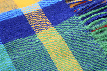 Image showing Texture of a bright multicolor scarf with fringe