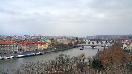 Image showing View of bridges on the Vltava river, Prague, Czech Republic