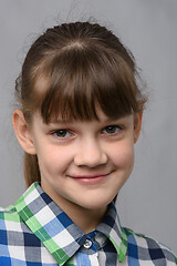 Image showing Portrait of a cute ten year old girl, European appearance, close-up