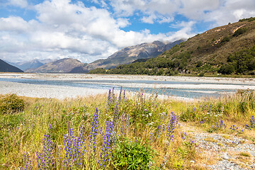 Image showing riverbed landscape scenery in south New Zealand