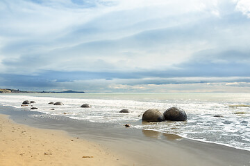 Image showing boulders at the beach of Moeraki New Zealand