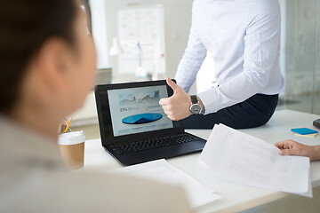 Image showing businessman showing thumbs up at office