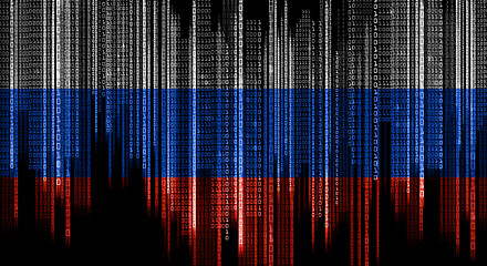 Image showing binary system code in colors of russian flag