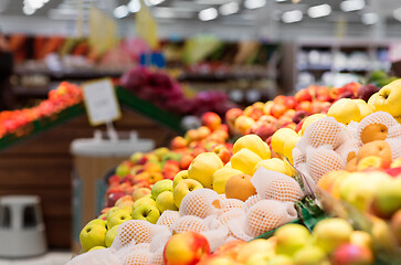 Image showing ripe apples at grocery store or supermarket