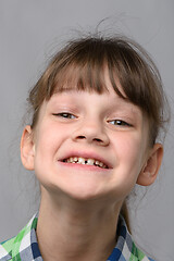 Image showing Portrait of the happiest ten-year-old girl of European appearance, close-up