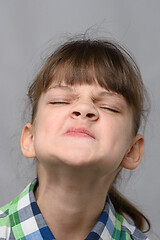 Image showing Portrait of an arrogant ten-year-old girl of European appearance, close-up