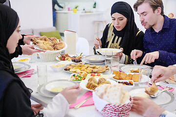 Image showing muslim family having a Ramadan feast