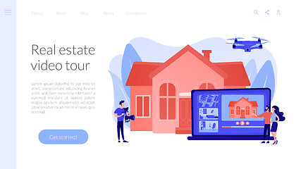 Image showing Real estate video tour concept landing page