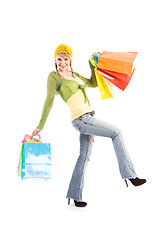 Image showing Shopping caucasian girl