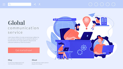 Image showing Global network connection concept landing page.