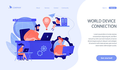 Image showing Global network connection concept landing page.