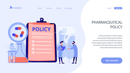 Image showing Pharmaceutical policy concept landing page.