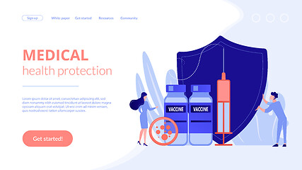 Image showing Vaccination program concept landing page.