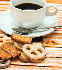 Image showing Coffee And Biscuits Represents Break Delicious And Caffeine 