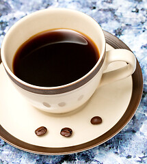 Image showing Black Coffee Break Means Breaktime Caffeine And Cafeterias 