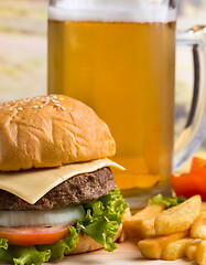 Image showing Burger With Beer Represents Quarter Pounder And Burgers  