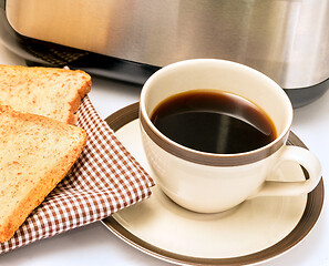 Image showing Coffee And Toast Indicates Morning Meal And Break 