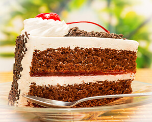 Image showing Black Forest Gateau Indicates Chocolate Cake And Appetizing 