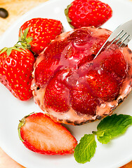 Image showing Strawberry Desert Shows Fruit Pie And Baked 