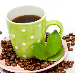 Image showing Delicious black coffee in a mug for drinking 