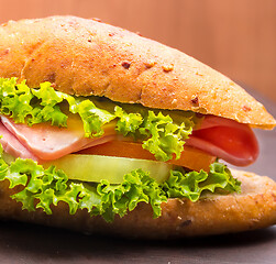 Image showing Ham Cheese Roll Represents Baked Rolls And Loaf 