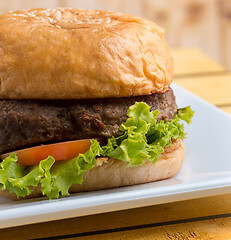 Image showing Roll And Burger Indicates Ready To Eat And Beef